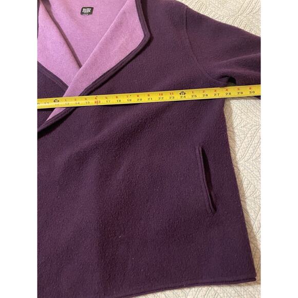 Eileen Fisher Two Tone Purple Lambs Wool & Cotton Blend Open Oversized Cardigan - Picture 13 of 15